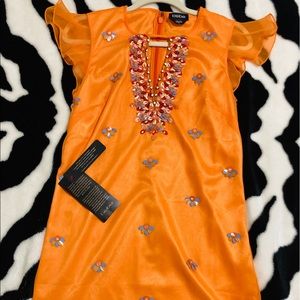 orange short sleeve dress